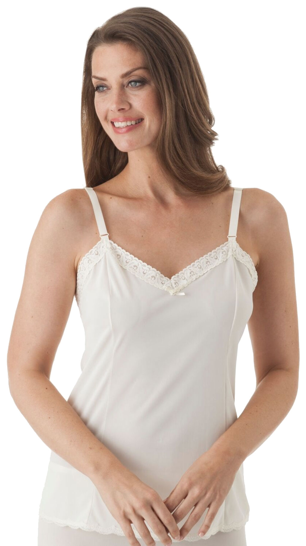 Ladies  Camisole Top Adjustable Straps Cling Resist Lace Trim Black Sizes 12-26 
