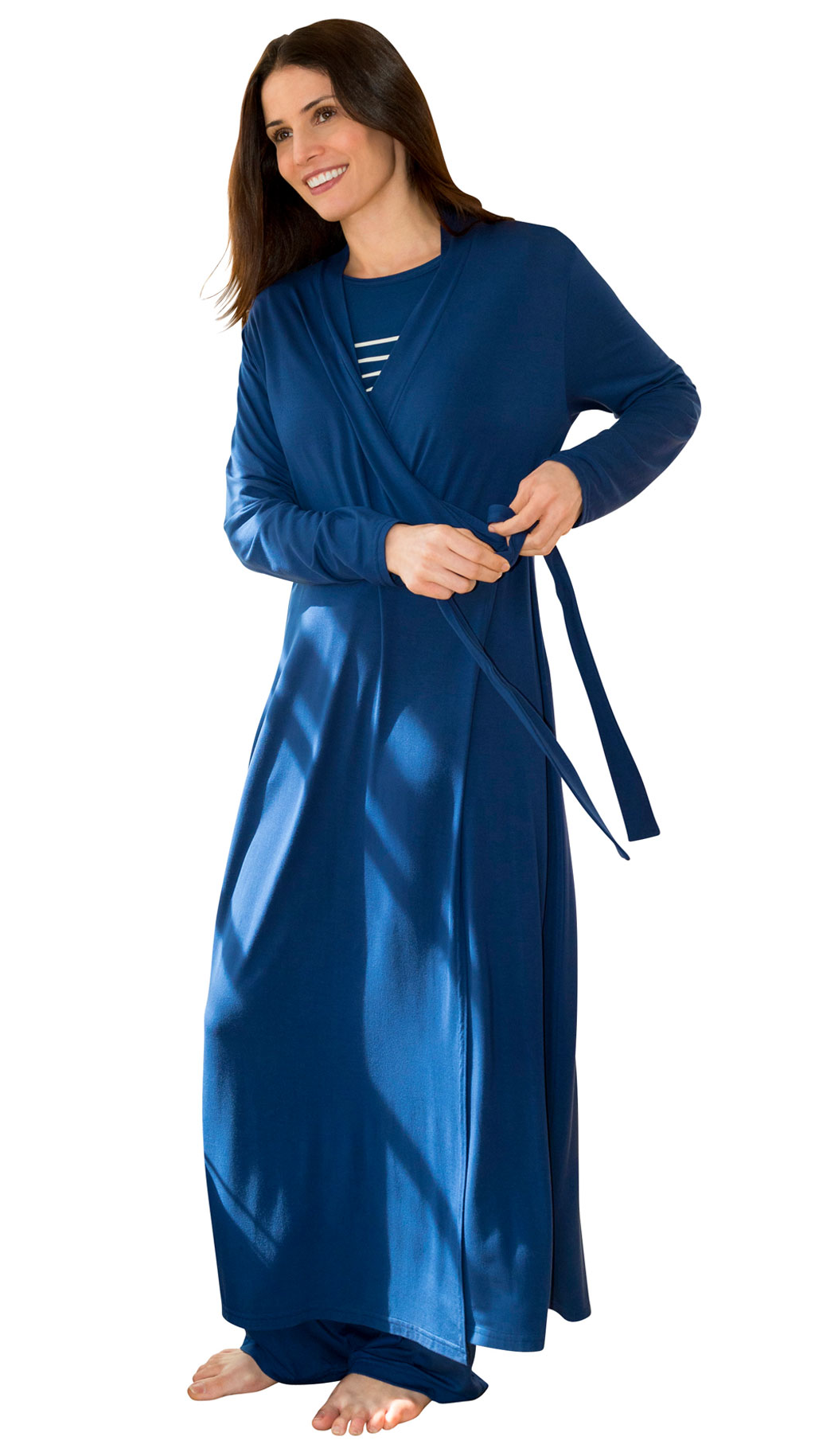 navy wrap bathrobe for women
