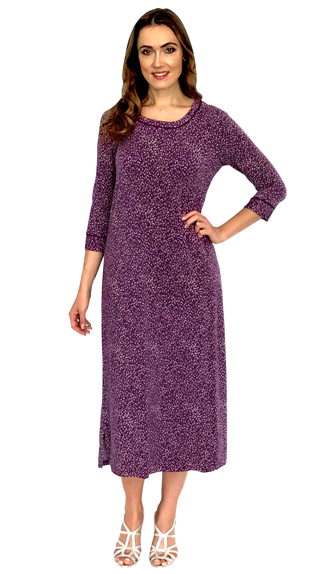 product image printed 3/4 sleeve night gown