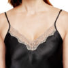 Shadowline 4502 black satin and lace chemise close up