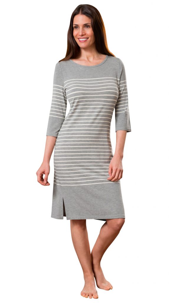 gray striped ladies night dress