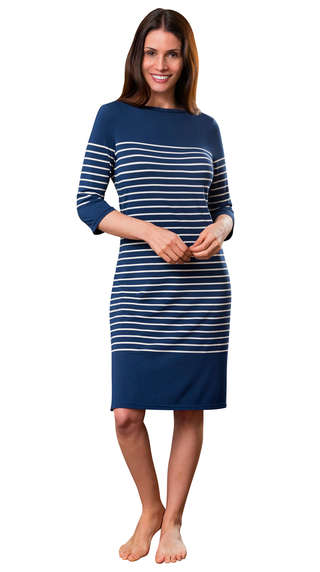 navy blue striped ladies night dress