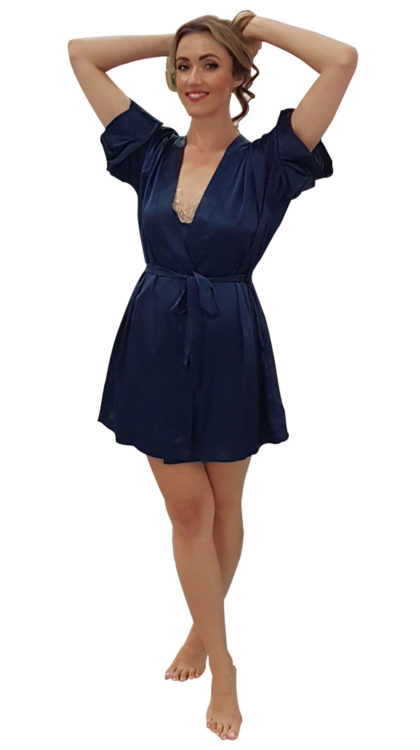 blue silk robe for women