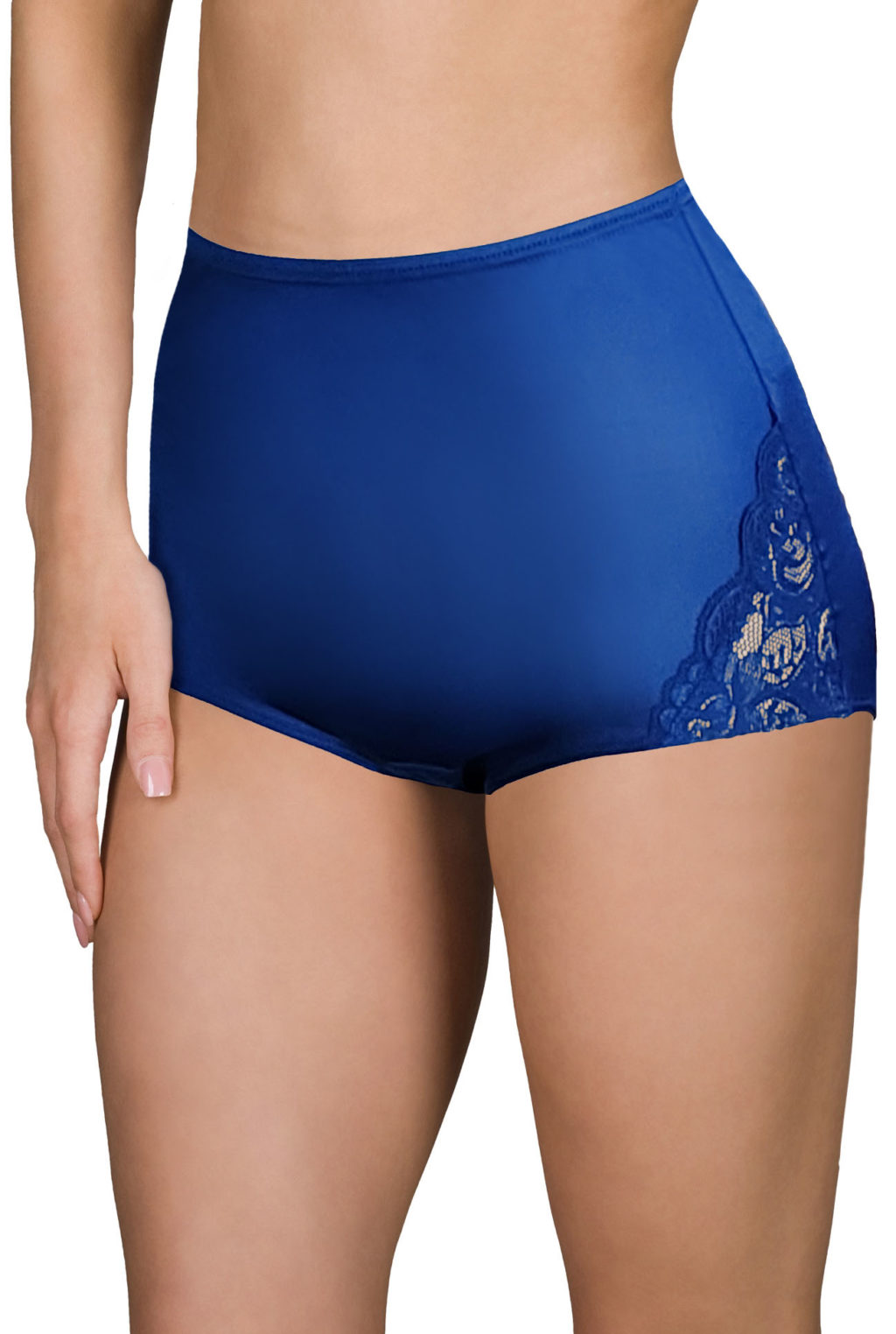 product image Shadowline 17082 high waist nylon panty with lace - navy blue low res