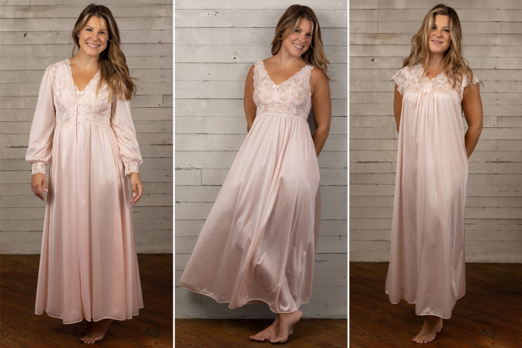 Shadowline Lingerie long blush pink nightgowns and matching lingerie robe