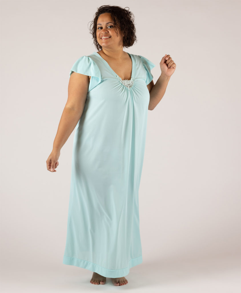 Shadowline Lingerie Cherish collection long nightgown in Seafoam
