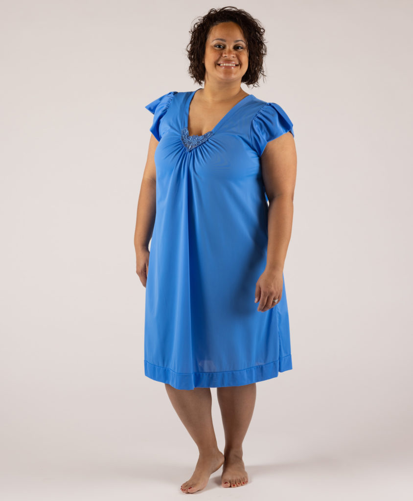 Shadowline Lingerie Cherish collection short nightgown in Sapphire blue